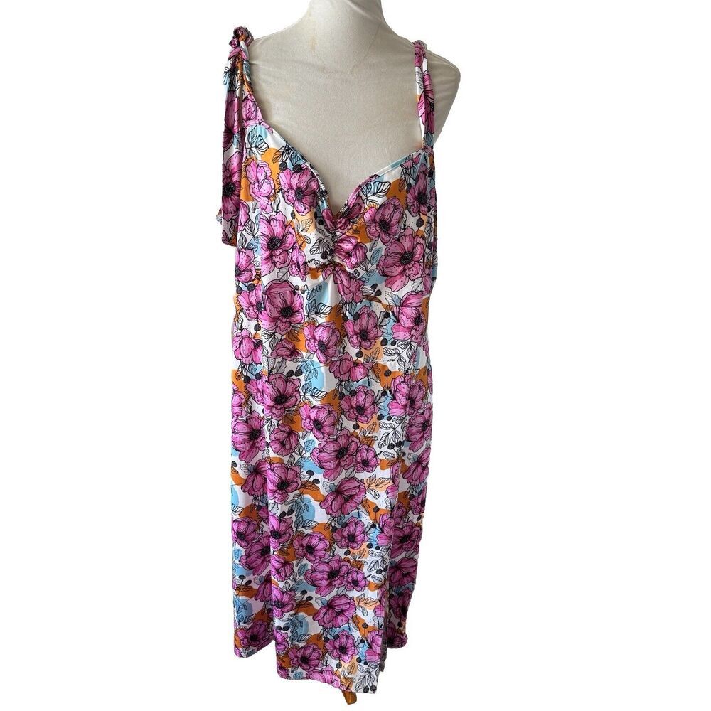 Rebdolls Womens Midi Slip Dress Sz 4XL Floral Boho Romantic Feminine Chic Beachy